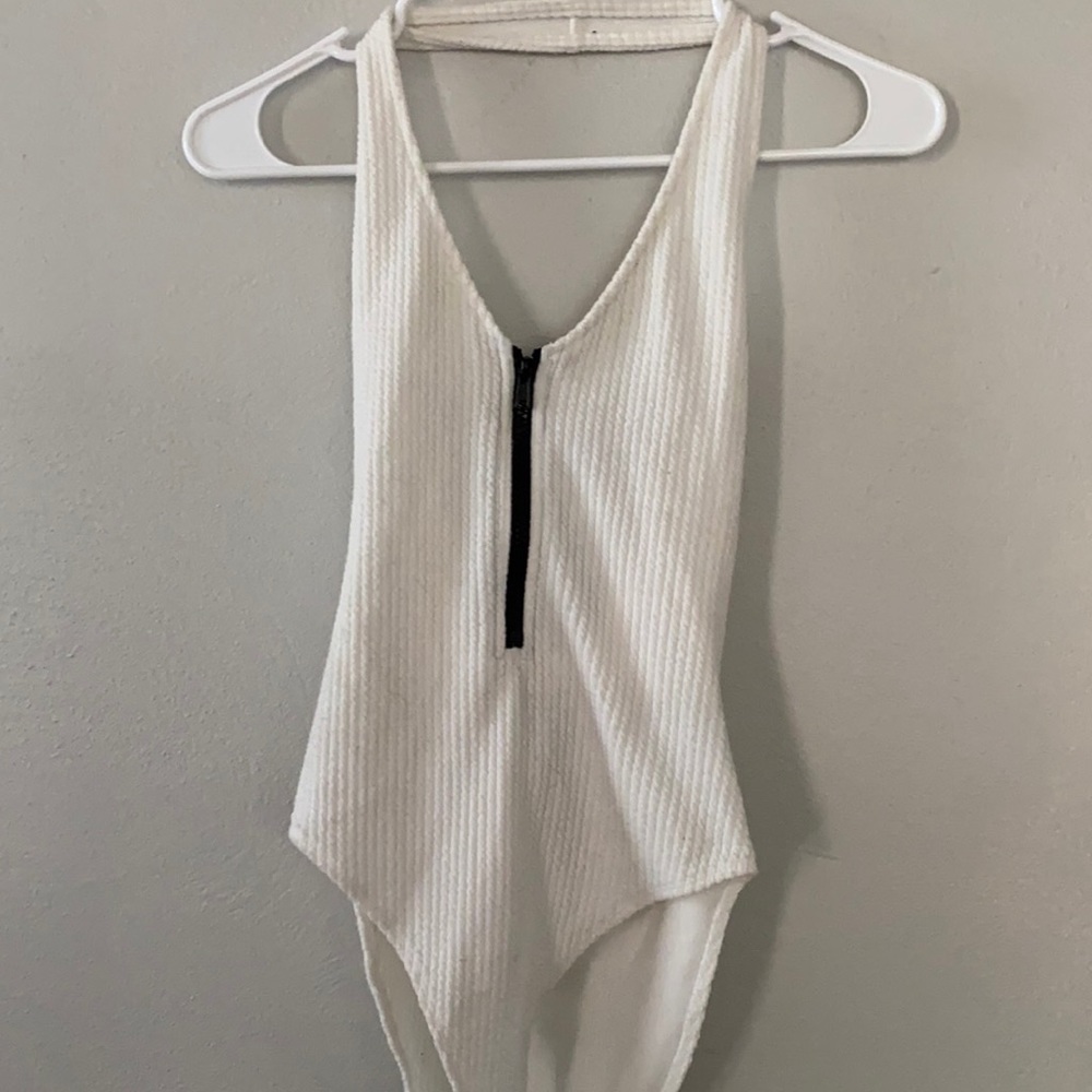 Low back halter bodysuit